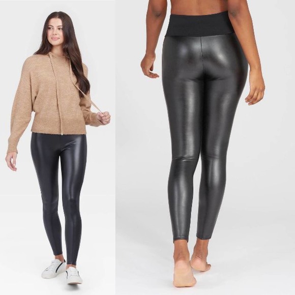 assets by spanx women's all over faux leather leggings